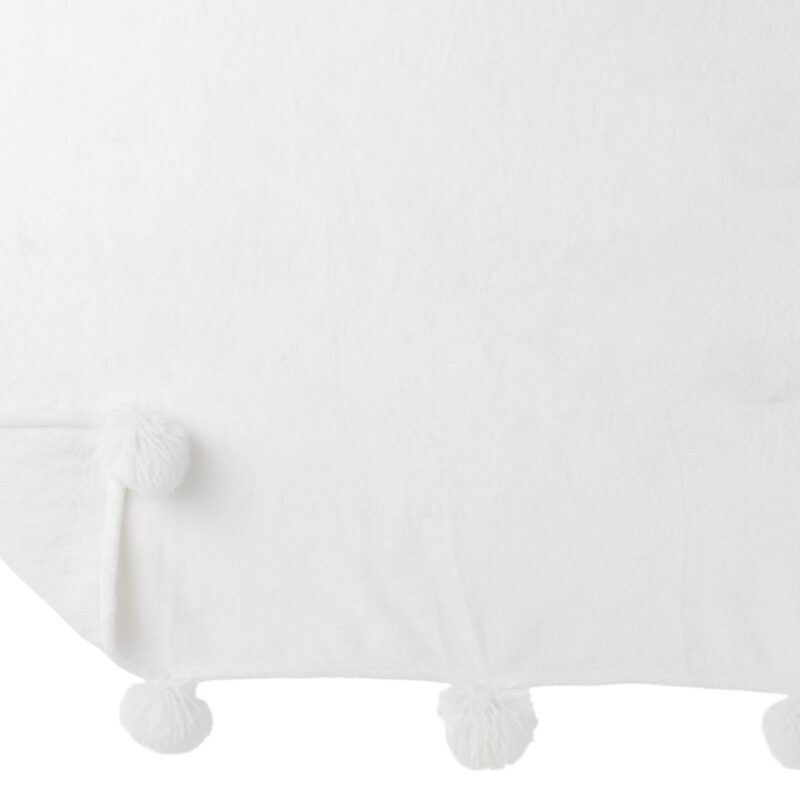 Pompon-Plaid Decke in Weiß