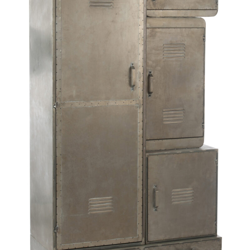 Metallschrank auf Rollen mit 2 Schubladen und 4 Türen