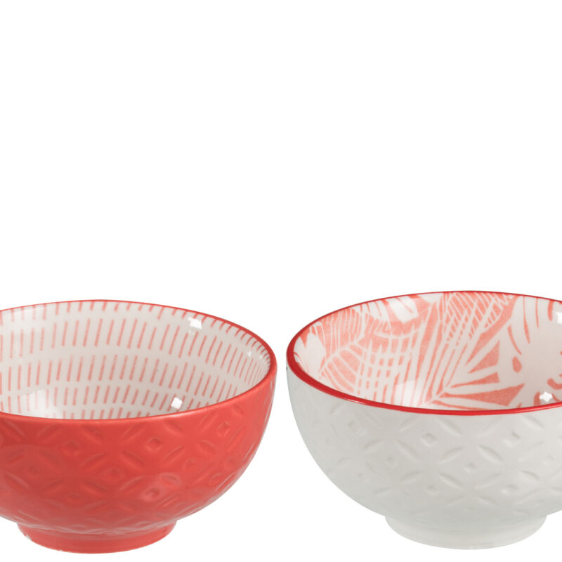 Set 2 Tropical-Schalen Korallenrot/Weiß