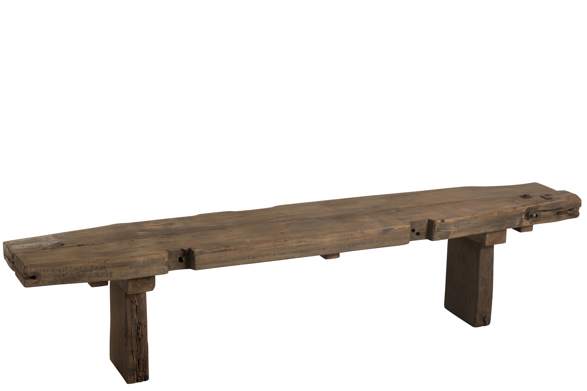 Sitzbank aus recyceltem Holz in rustikalem Braun – Bild 7