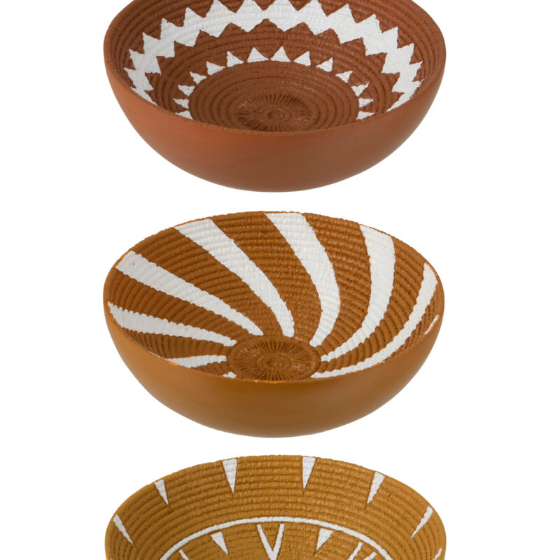 Runde Schale Polyresin/Kalk Braun/Gelb