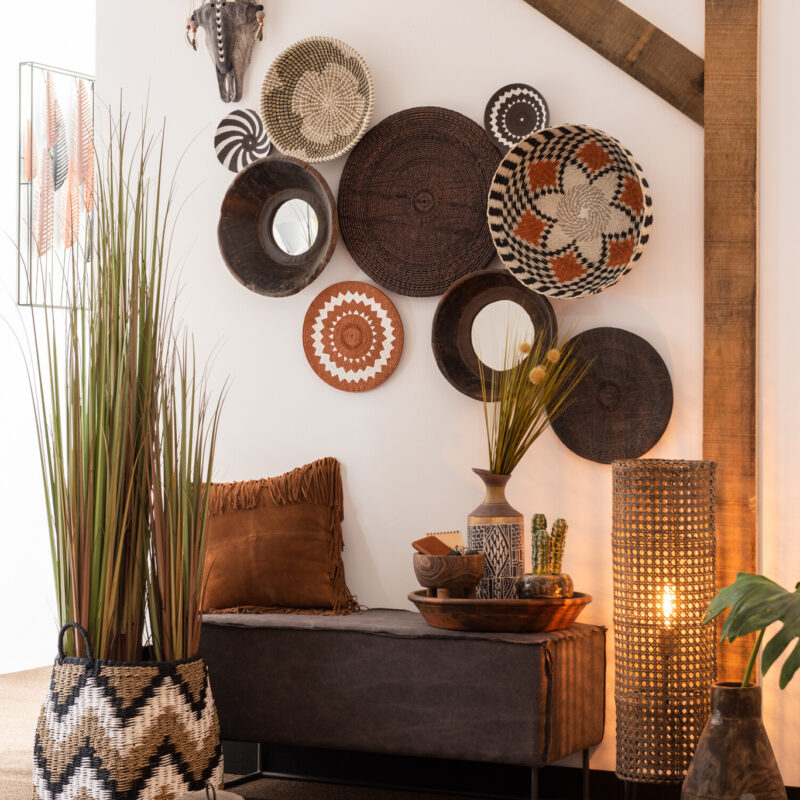 Runde Schale Polyresin/Kalk Braun/Gelb