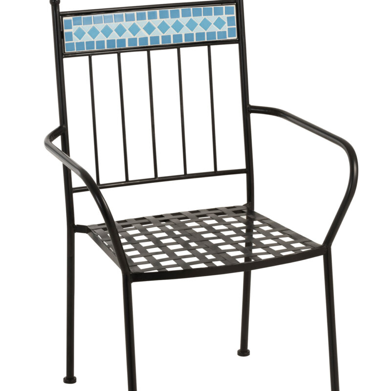 Stuhl Mosaik aus Metall und Keramik in Blau