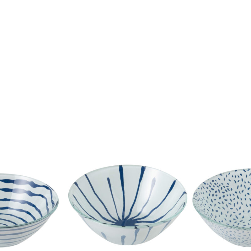 Glasschalen Set blau/weiß