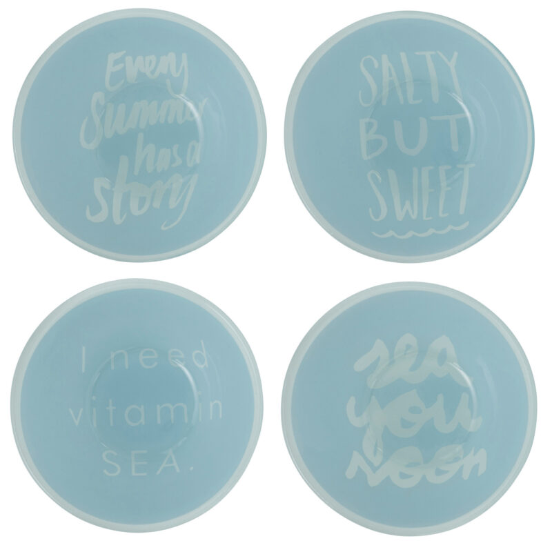 Set 4 runde Glasschalen Maritim