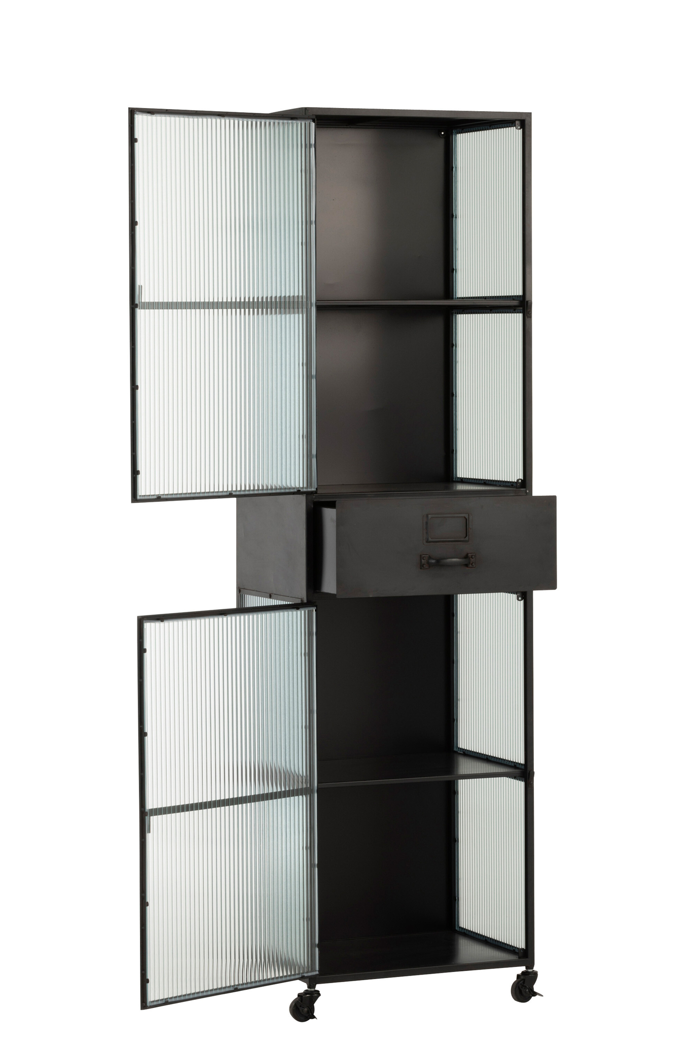 Hochschrank aus Metall mit 2 Türen und 1 Schublade – Bild 3