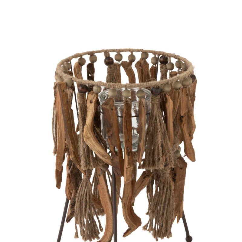 Kerzenhalter auf Füßen aus Paulowniaholz