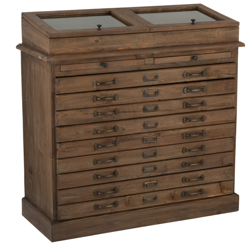 Kommode mit Vitrine aus Holz