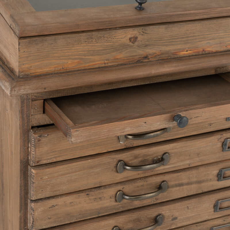 Kommode mit Vitrine aus Holz