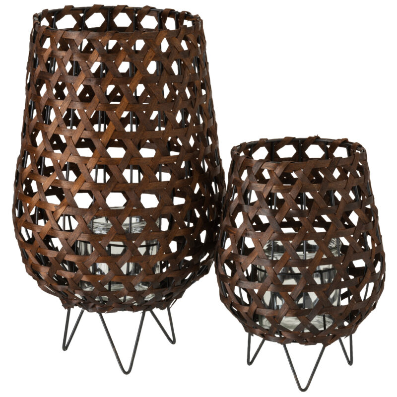 Laterne Vasenform Eukalyptusholz