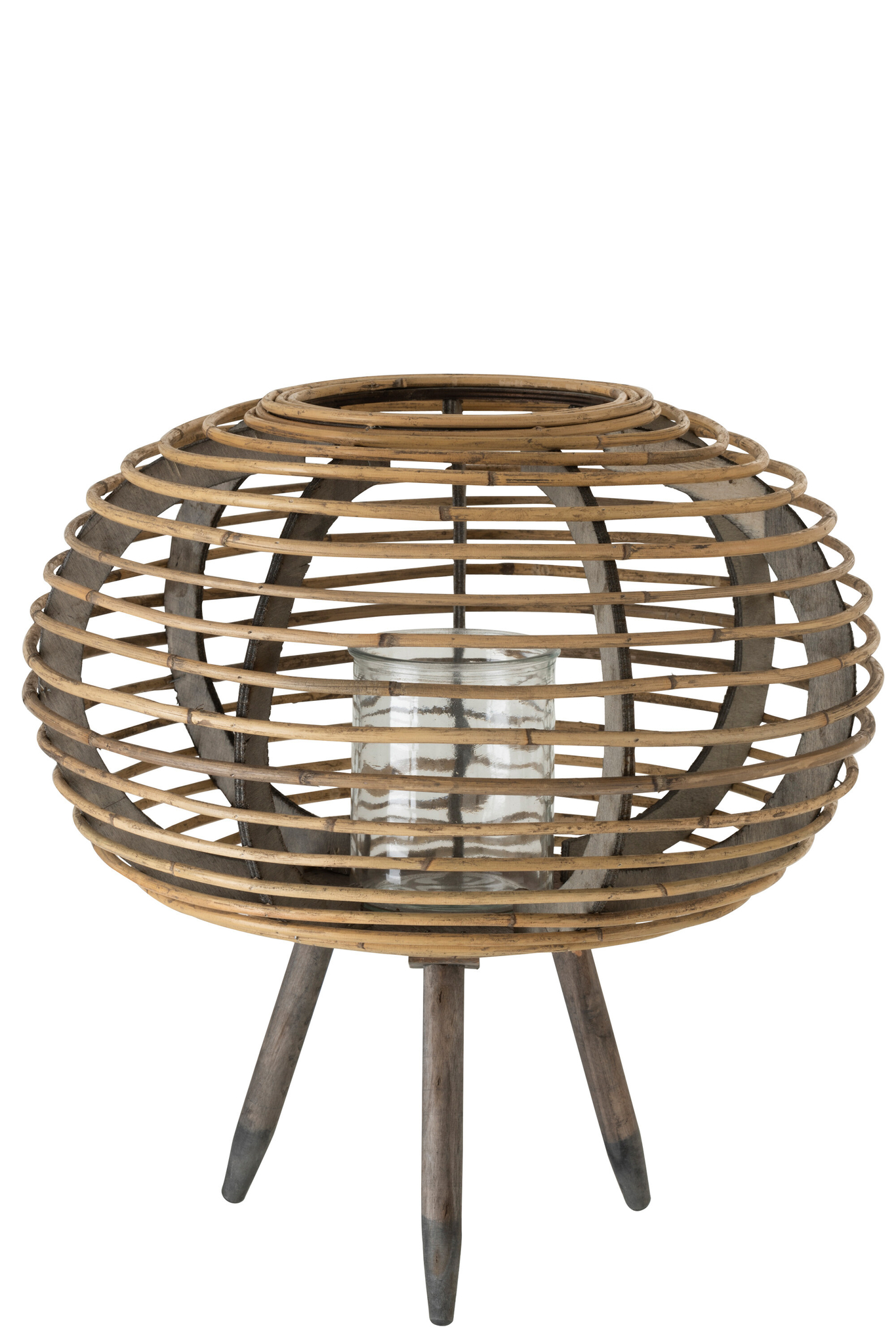 Kugelförmige Laterne auf Sockel in Natur