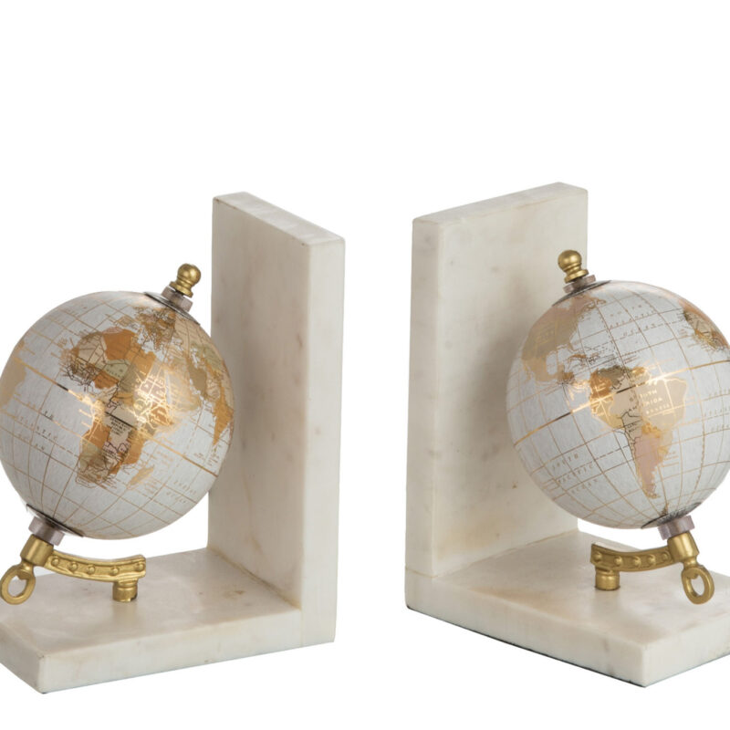 Buchstütze Globus weiß/gold