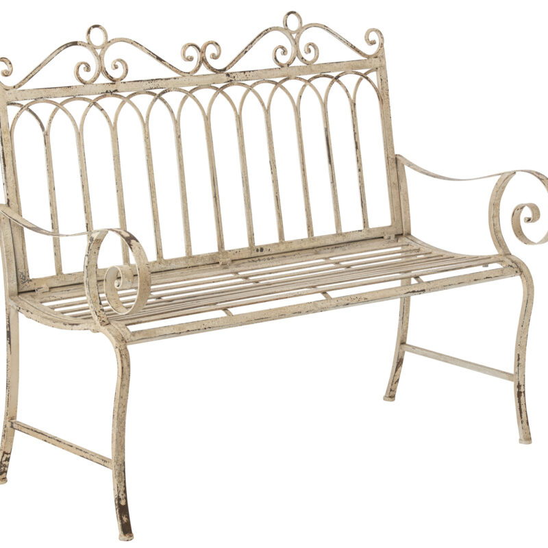 Elegante Metallbank in Off White mit modernem Design