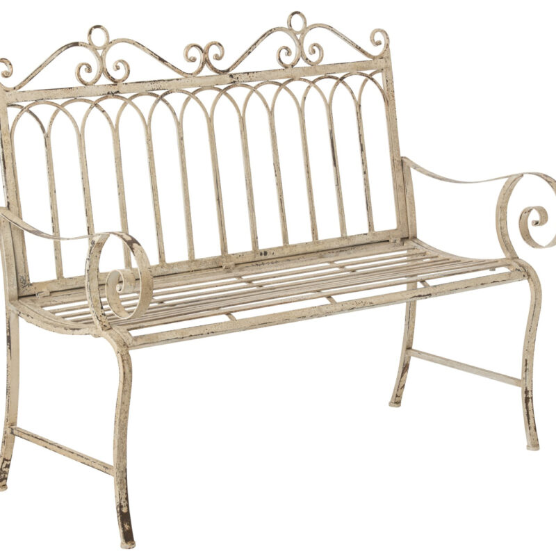Elegante Metallbank in Off White mit modernem Design