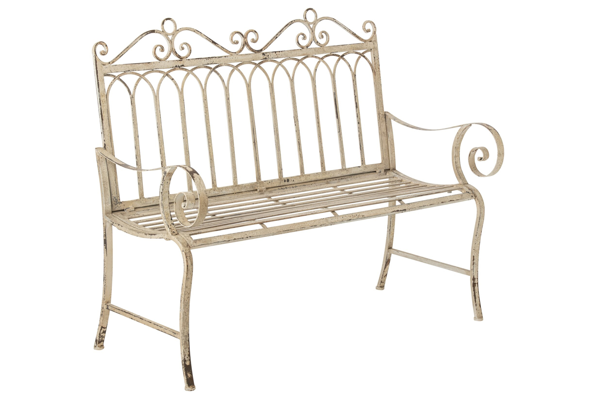 Elegante Metallbank in Off White mit modernem Design