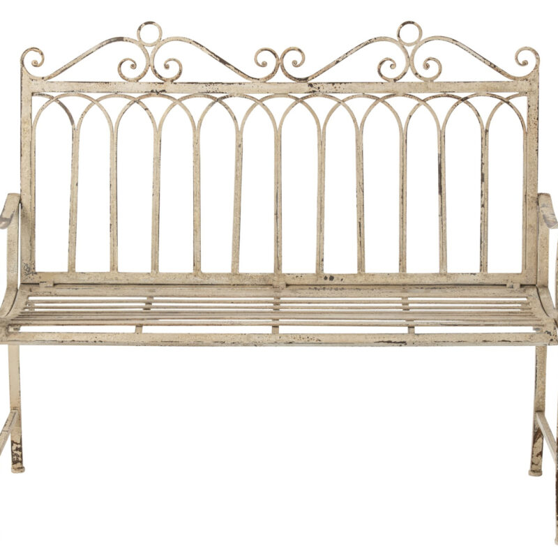 Elegante Metallbank in Off White mit modernem Design